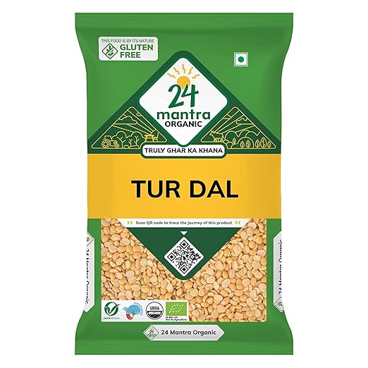 24 Mantra Organic Unpolished Tur Dal/Pigeon Pea/Arhar Dal/Pavuram Bathani - 500gms | Pack of 1 | 100% Organic | Chemical Free & Pesticides Free | Unadulterated | natural source of Protein