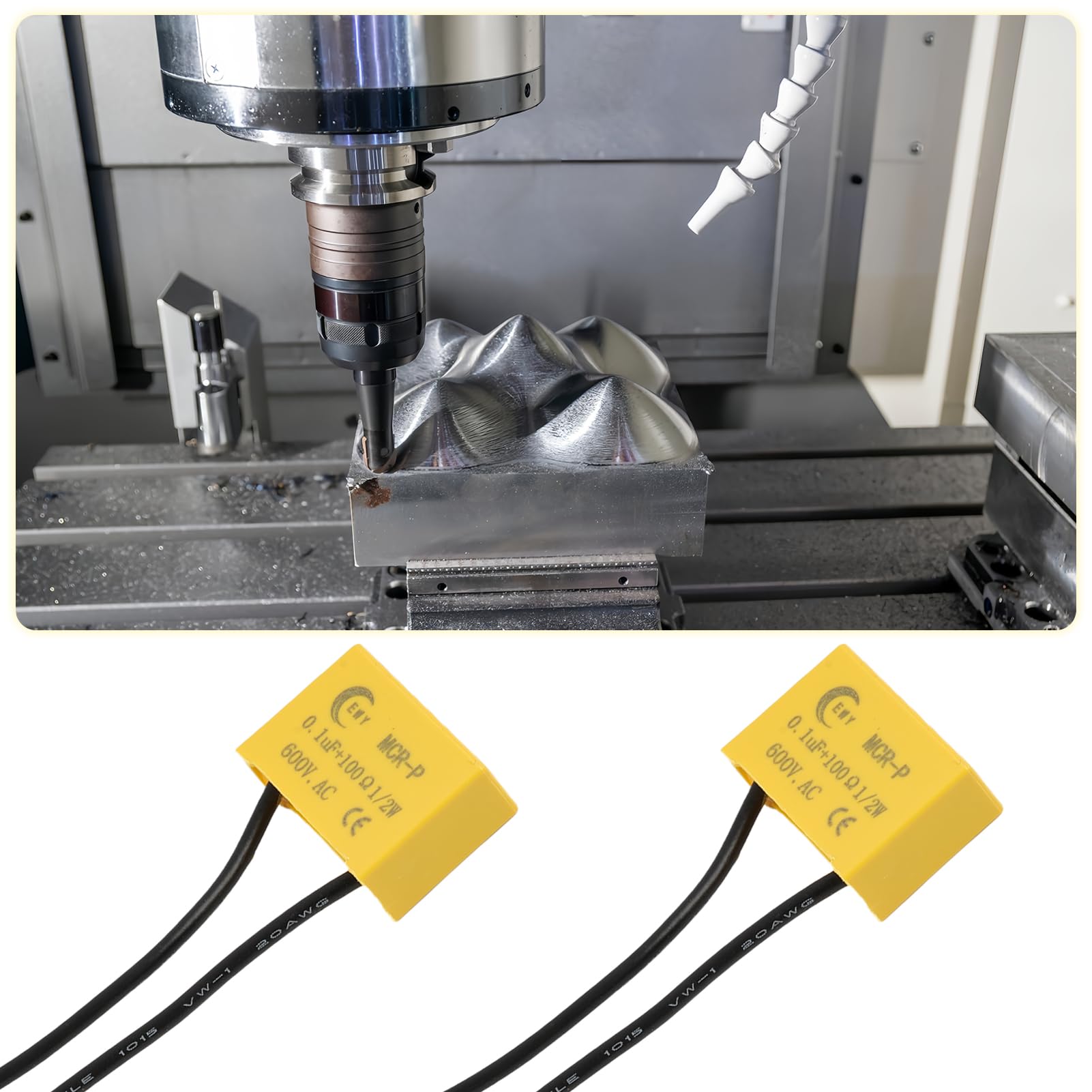 4X Condensatori filtri di messa a terra, condensatore di soppressione dell'arco RC condensatore 0,1 UF 100 Ohm 1/2W 600 VAC, resistenza condensatore 600VAC, adatto per macchine utensili, contattori