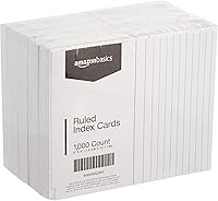 Vista 1 de Yaxa Basics Tarjetas de índice rayadas, 1000 unidades, 10 paquetes de 100, blancas, 3 x 5 pulgadas