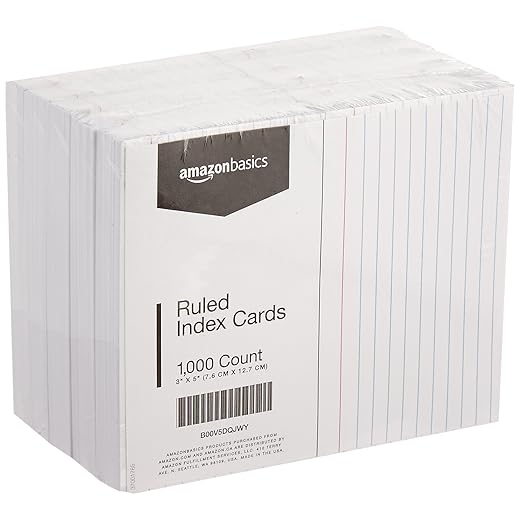 Amazon Basics 3x5 Lined Index Cards 1000-Pack