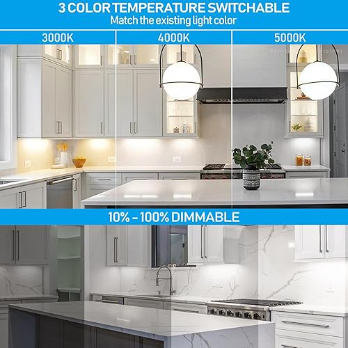 Miniatura 3 de TORCHSTAR Iluminación LED para debajo del gabinete 3CCT, 8 pulgadas, 6 W, 400 lm, cableado y enchufable, 3 colores seleccionables CRI90 120V ES ETL