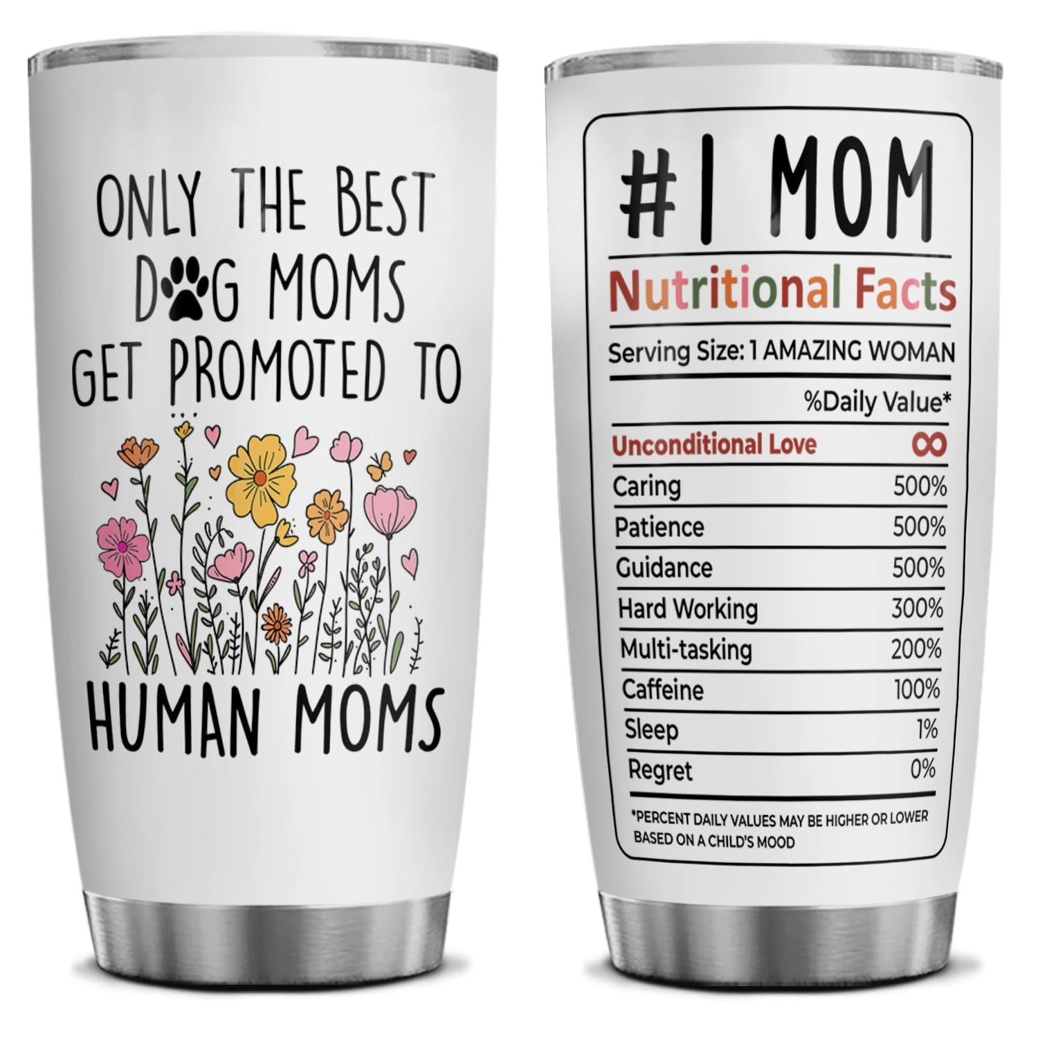 Only the Best Dog Moms Get Promoted to Human Moms 20 oz Stainless Steel Tumbler Funny Pregnancy Gift