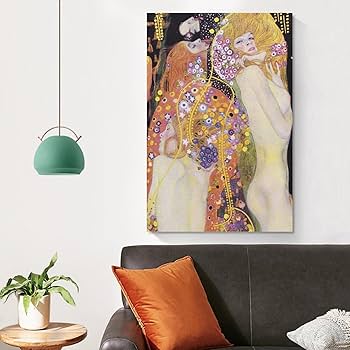 【りん】58×108 クリムト「Sea serpent」アートポスター グスタフ・クリムト「海蛇」アートポスター 金色装飾付き額装