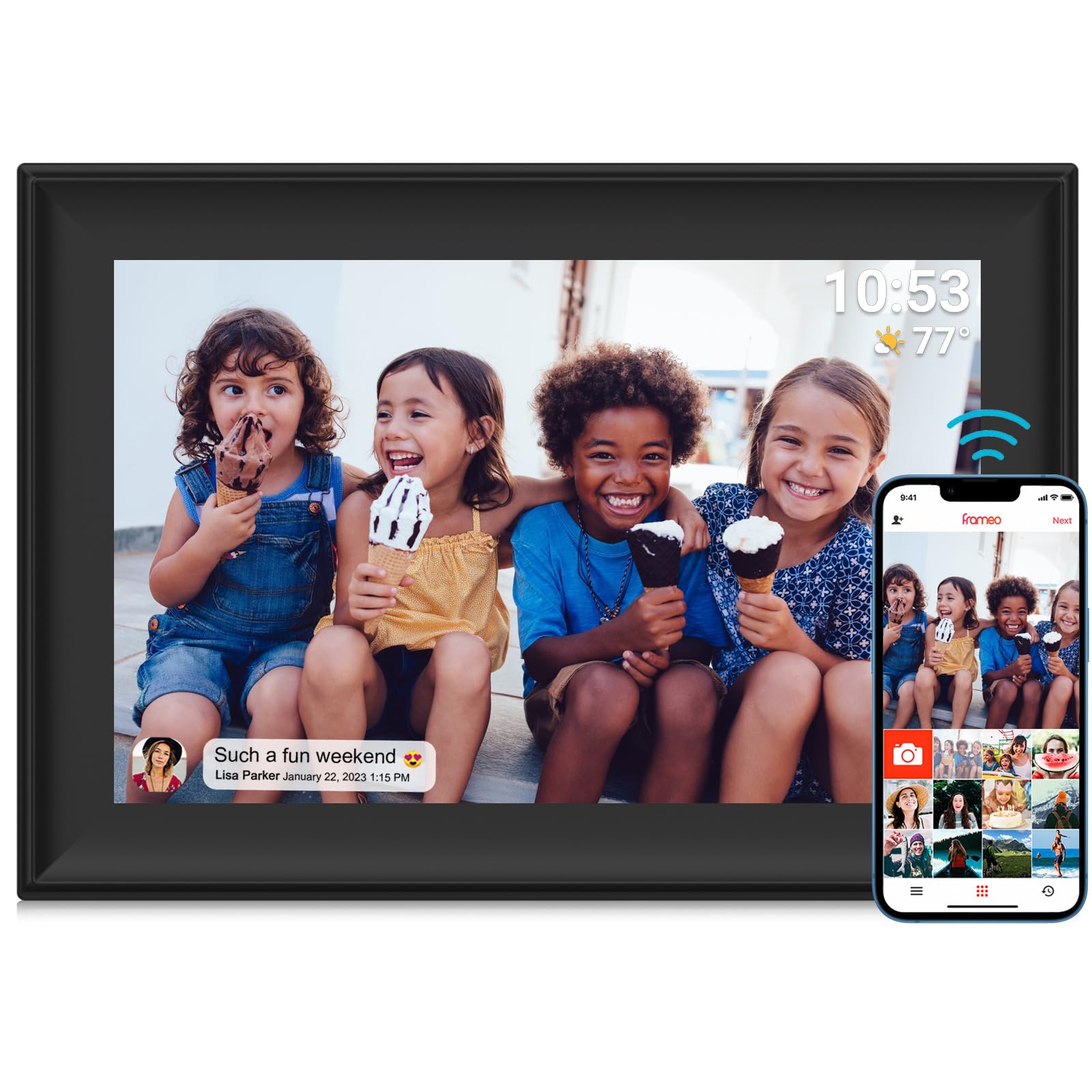 Cornice Digitale WiFi YENOCK 10.1" – 32GB, Touch IPS 1280x800, Sensore Di Movimento, Rotazione Automatica, App Frameo