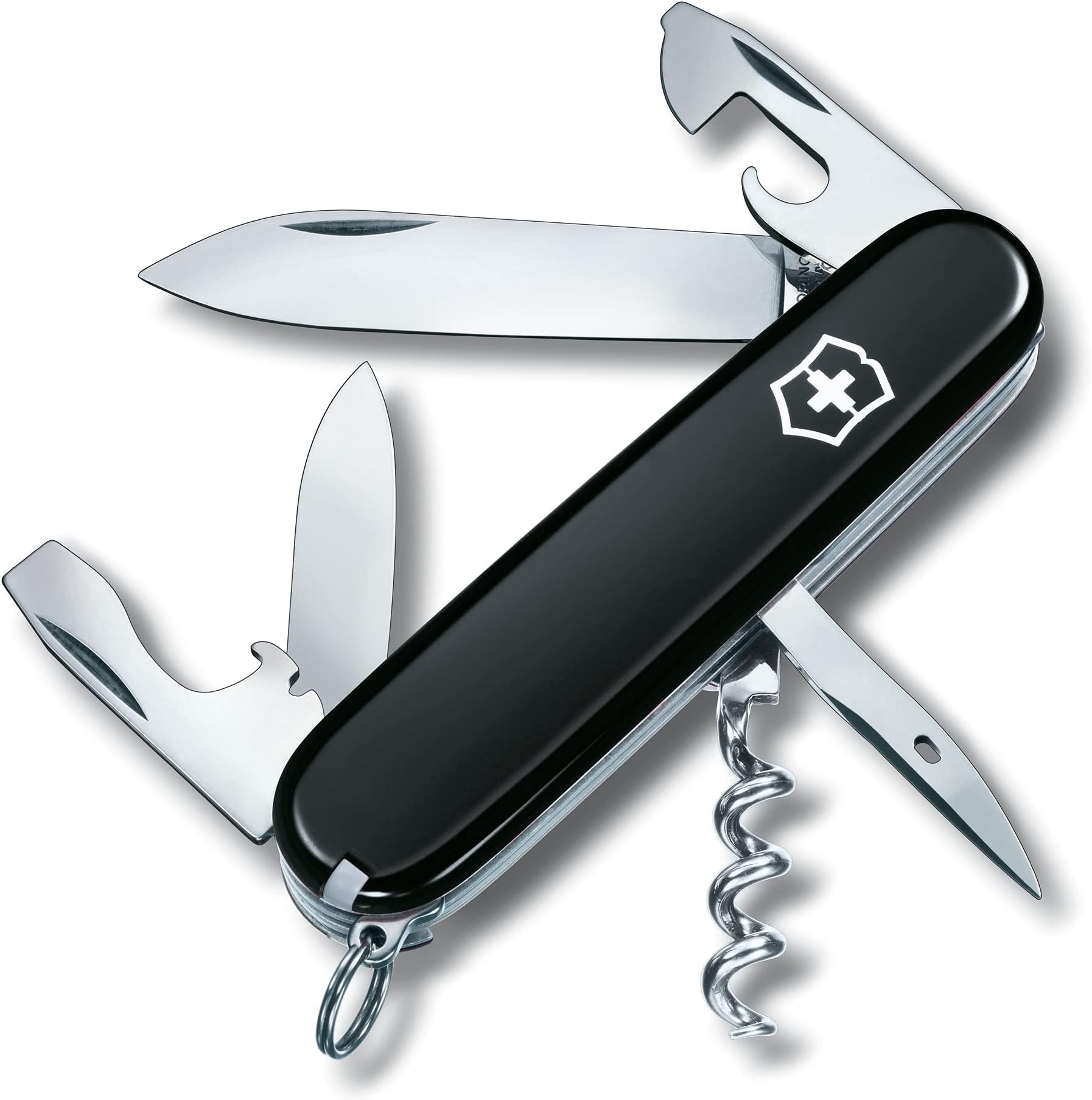 Spartan Swiss Army Knife, Camping Pocket Knives, Medium, Multi Tool, 12 Functions, Blade, Bottle Opener, Black