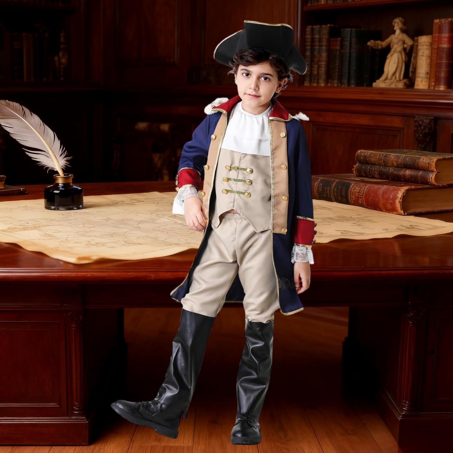 yolsun George Washington Costume for Boys, Kids Revolutionary War Halloween Outfit, Boys Historical Colonial Costume Set - Image 5