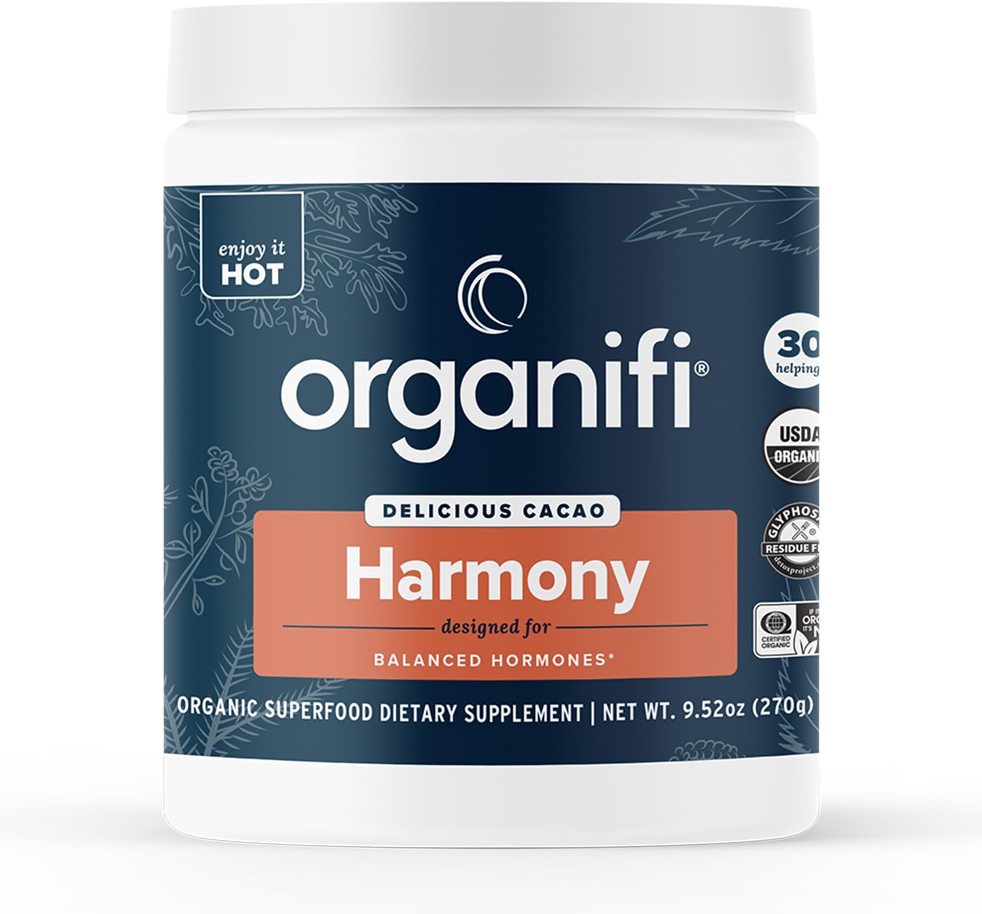 Harmony - Hormone Support - Eases PMS Symptoms - Energizes You - Regulates Menstrual Cycle - Best Served Hot - Gluten Free and Vegan Cacao Powder, 30 Servings