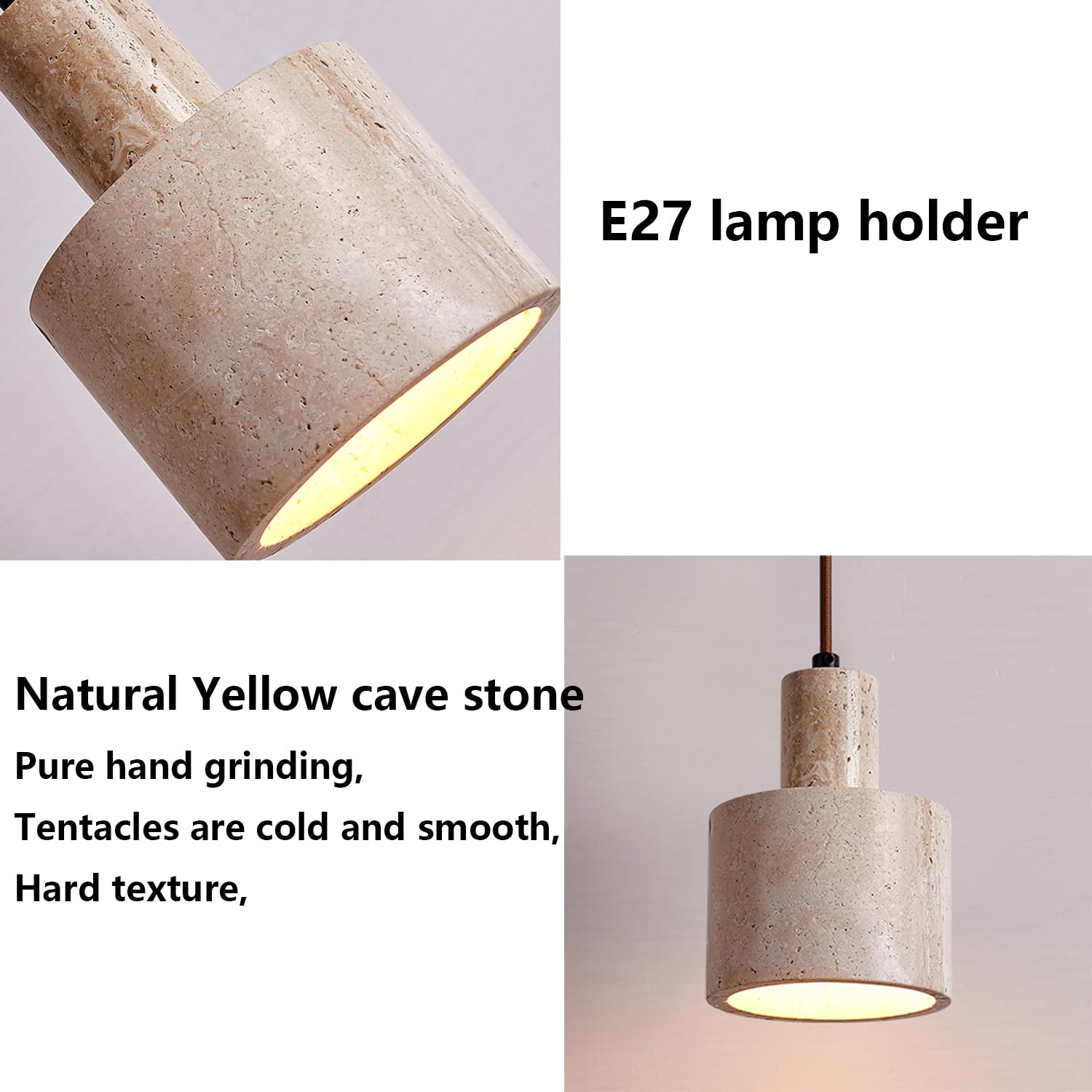 Nowa Lampa Wisząca W Stylu Chińskim Z Trawertynu, Podstawa E27