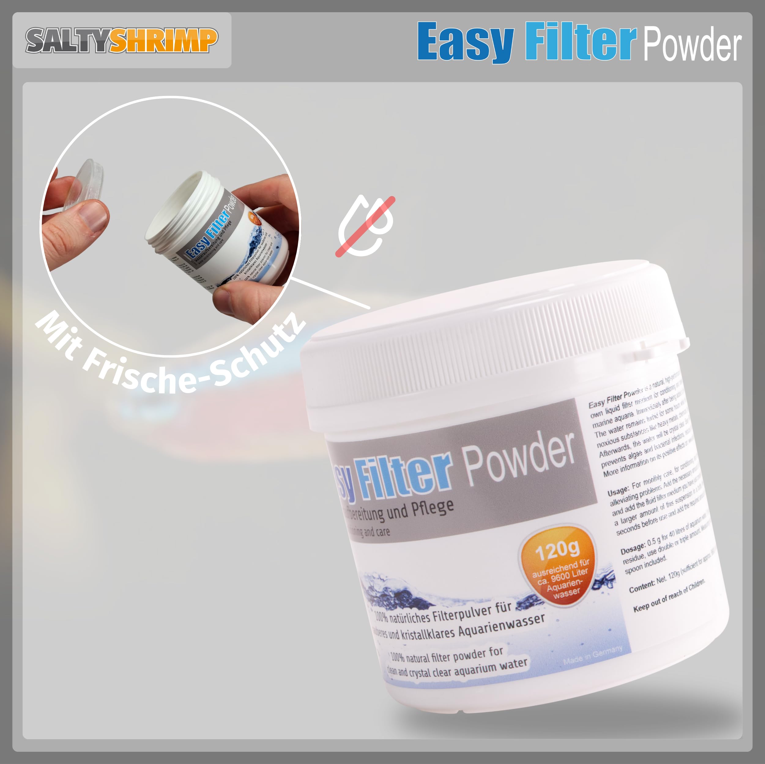 Easy Filter Powder | 120g – flüssiges Filtermedium. Entfernt schädliche Stoffe wie Chlor, Pestizide, Chemikalien, Schwermetalle & Medikamentenrückstände
