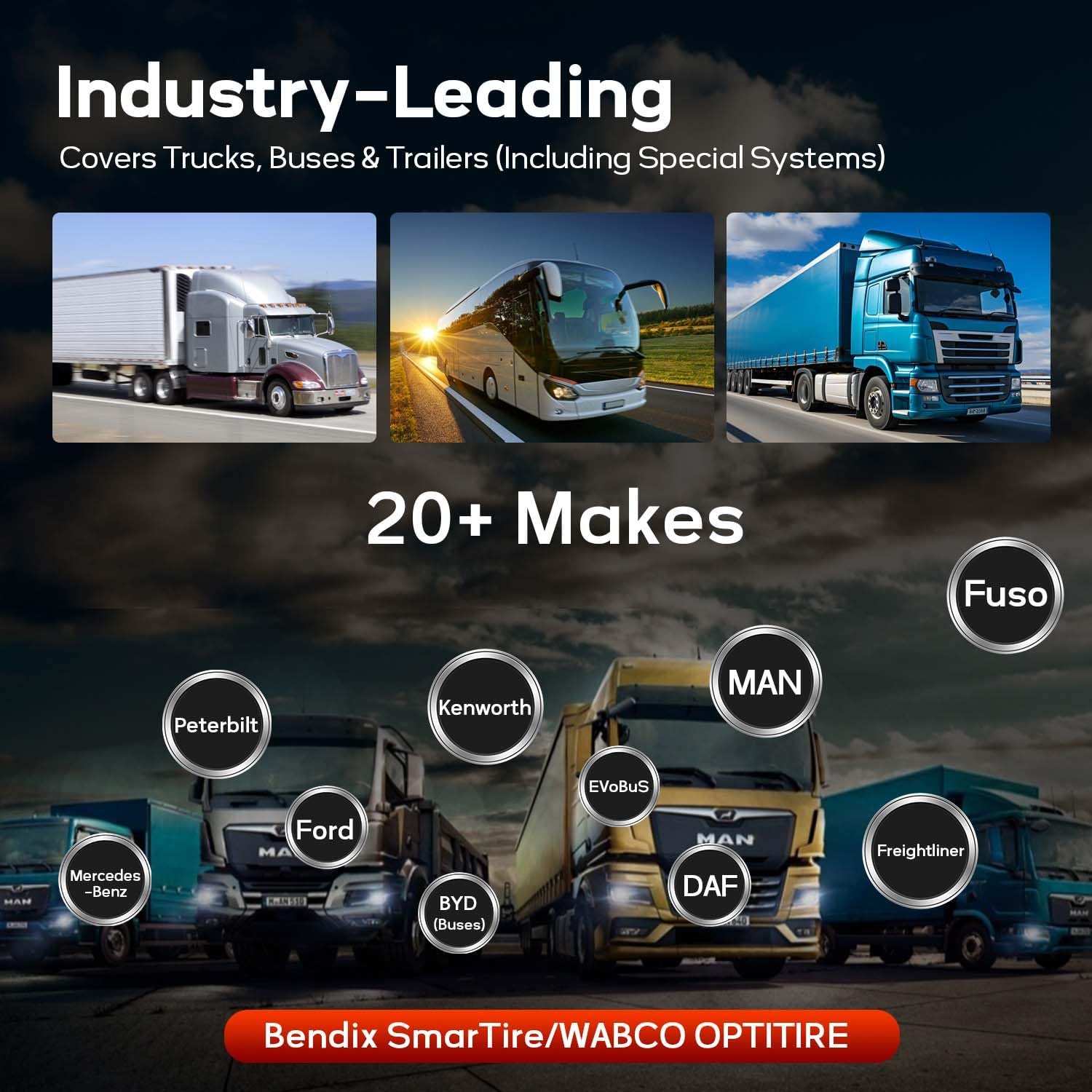 Autel MaxiTPMS ITS600CV Commercial Vehicle TPMS Tool, for Trucks Trailers Buses, Activate/Read/Program CVS-A01 Sensors, Bluetooth VCI, Bendix/WABCO Support, Includes 6/9-Pin UNI-4 DLC Adapters