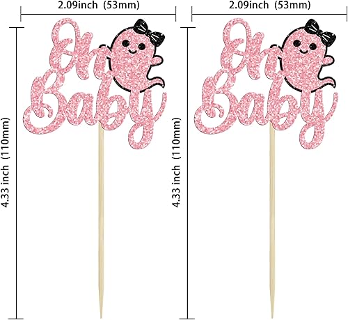 Miniatura 109 de 24 piezas de decoración para cupcakes Baby Boo con purpurina negra espeluznante y espeluznante para cupcakes de fantasmas para Halloween, baby