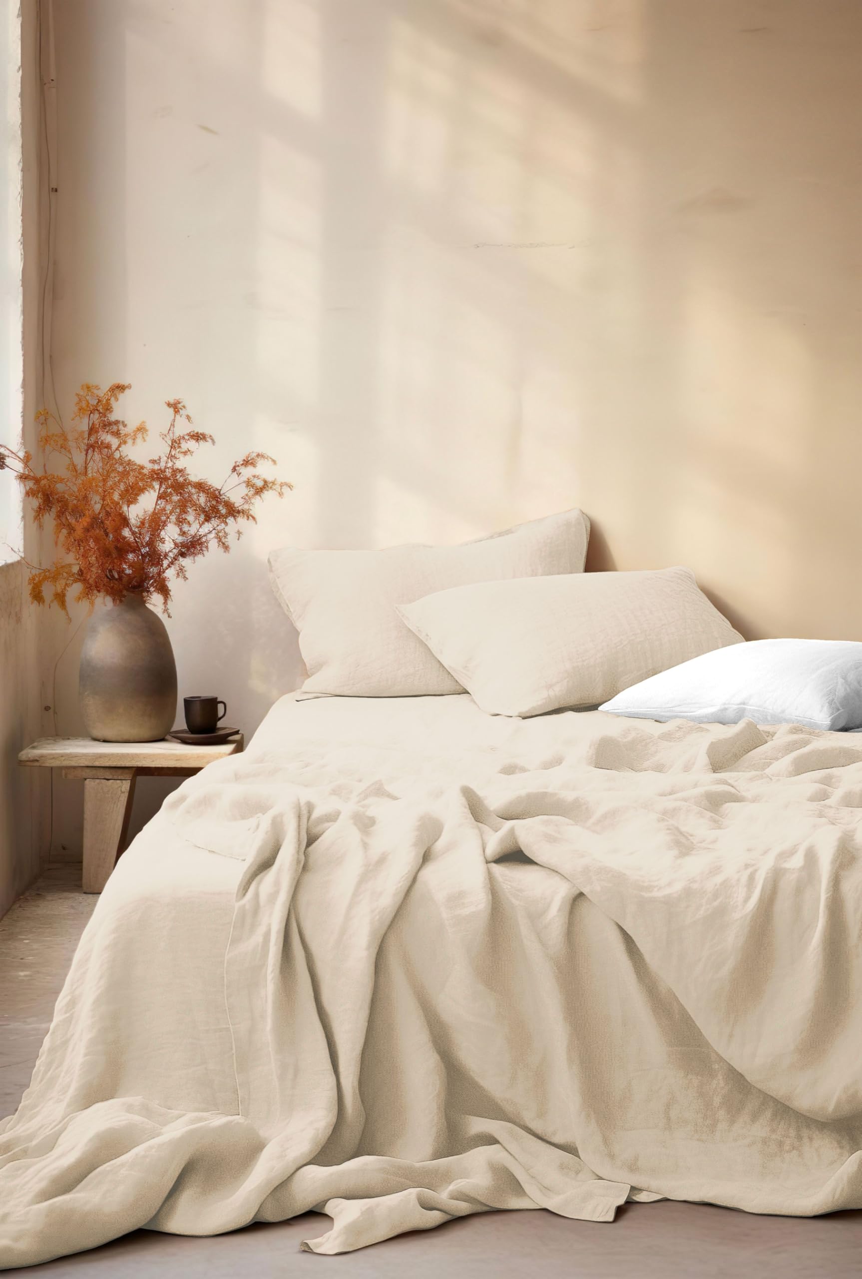 Parure de Couette Gaze de Coton – Le Clos des Songes – Linge de Lit Doux, Léger et Respirant (Beige, 220x240 cm)