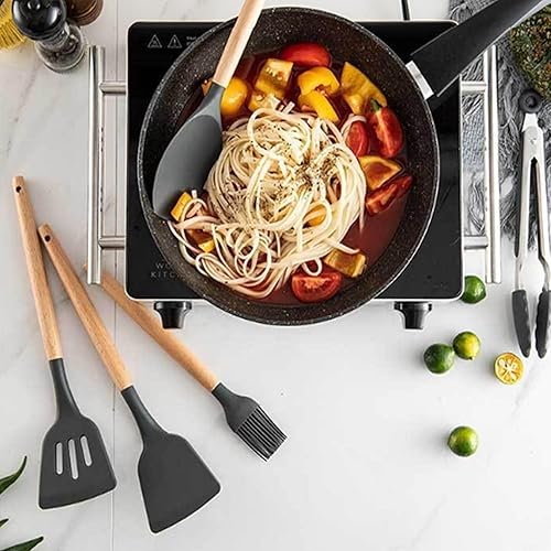 Miniatura 4 de Juego de utensilios de silicona, utensilios de cocina, juego completo de cocina con pinzas giratorias, espátula, cuchara, cepillo, batidor,