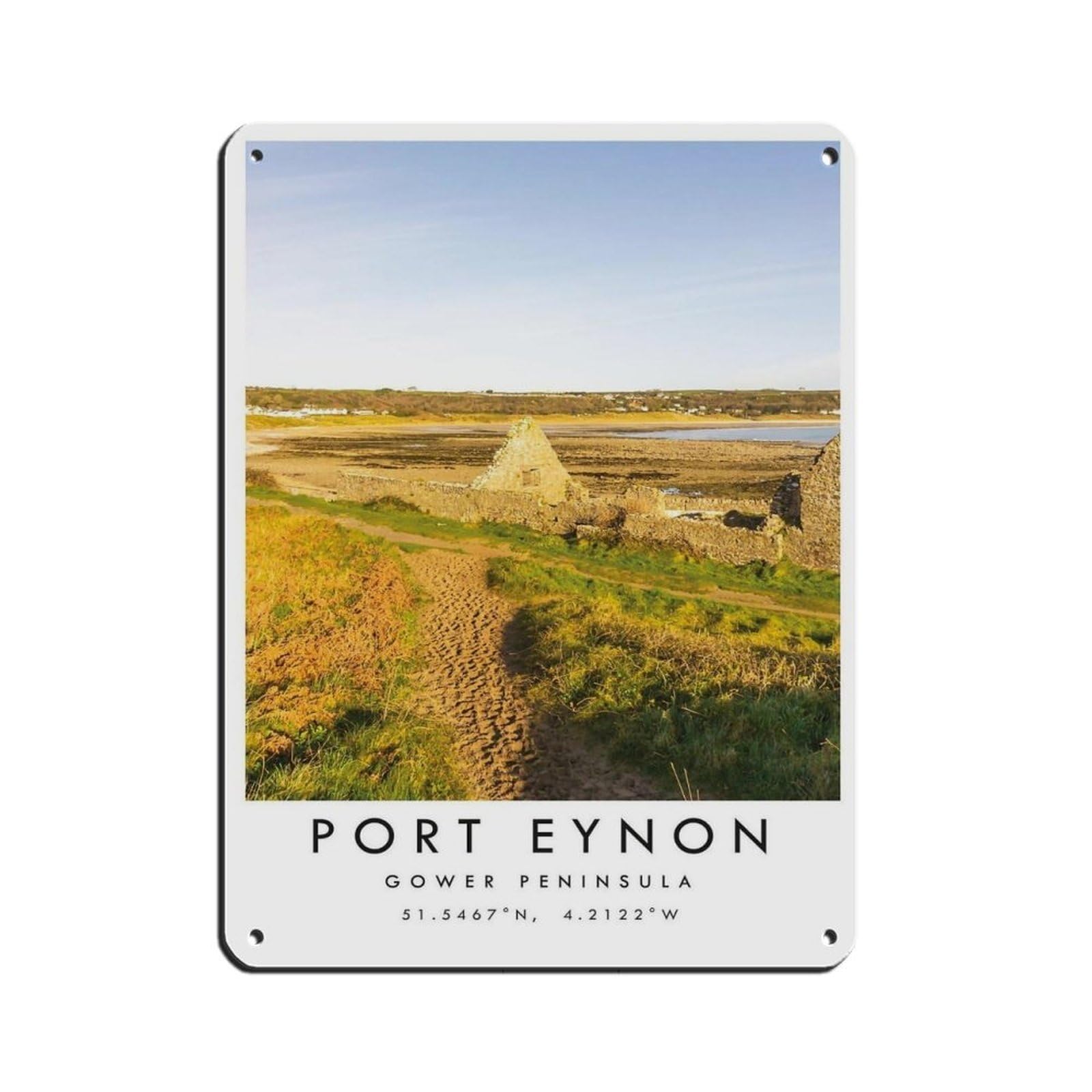 Port Eynon Travel,Gower Peninsula Poster Retro Poster Metal Tin Sign Chic Art Retro Iron Painting Bar People Cave Cafe Family Garage Poster Wall Decoration 12x16inch(30x40cm)