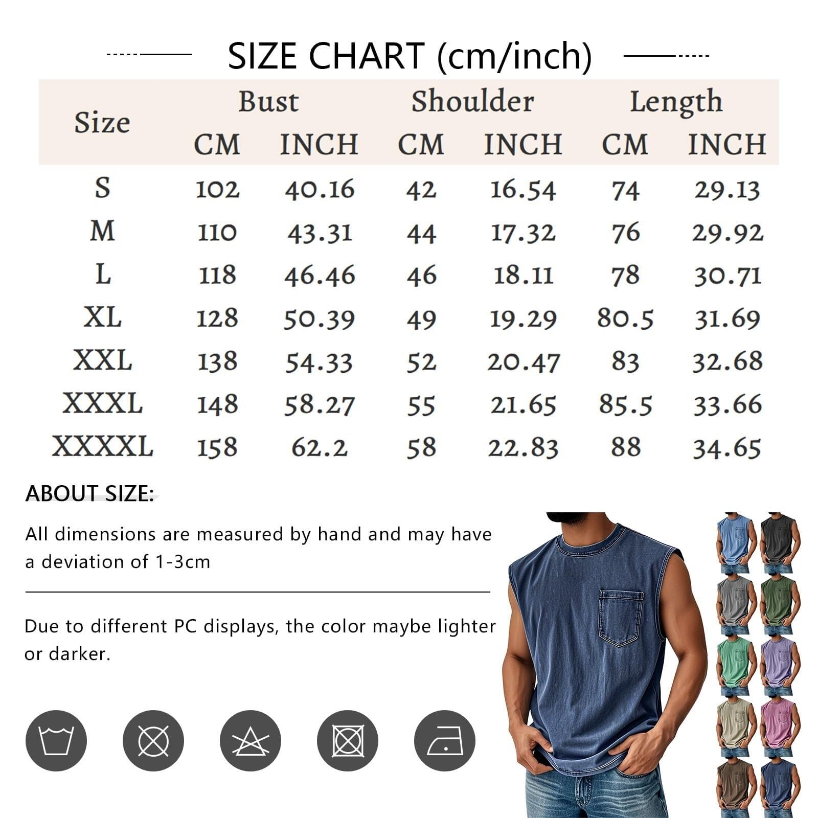 Herren Tanktop Vintage Washed Rundhals Ärmellos Sport Locker Atmungsaktiv | Weicher Waschungseffekt, Bequeme Passform, Vielseitig Kombinierbar, Klassischer Rundhals