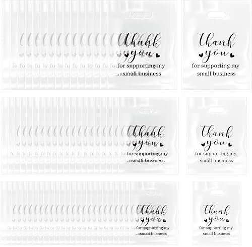 Abbylike 300 bolsas negras de mercancía de agradecimiento con asas troqueladas, bolsas de compras de plástico a granel, 3 tamaños, bolsas de regalo disponible en Yaxa Venezuela