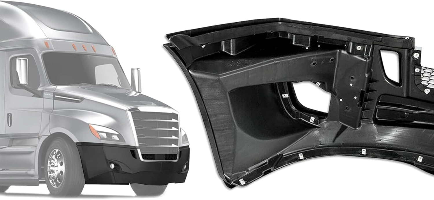 KOZAK Bumper Mounting Bracket (Driver Left & Passenger Right Side) Metal Compatible with Freightliner Cascadia 2018 & UP Plus Logo, License Plate Frame and Vest