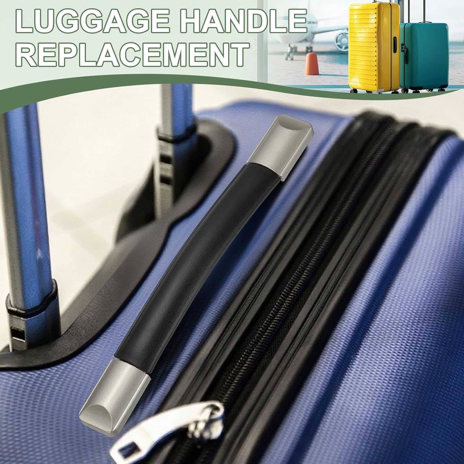 Luggage Handle Replacement, Suitcase Handle Replacement, Spare Strap Grip - Fitting for (Suitcase - Travel Bags - Repair Boxes) RB-033B & Plastic & Black