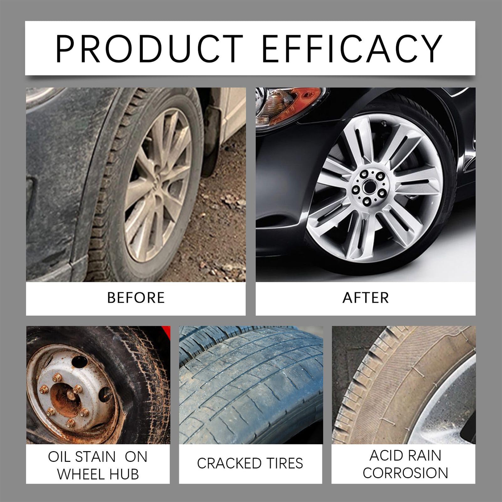 de roue pour pneus de voiture – 100 g de dissolvant et revêtement brillant | Amélioration de l'aspect des pneus durable pour le nettoyage, la rénovation, la rénovation et la cire des roues de