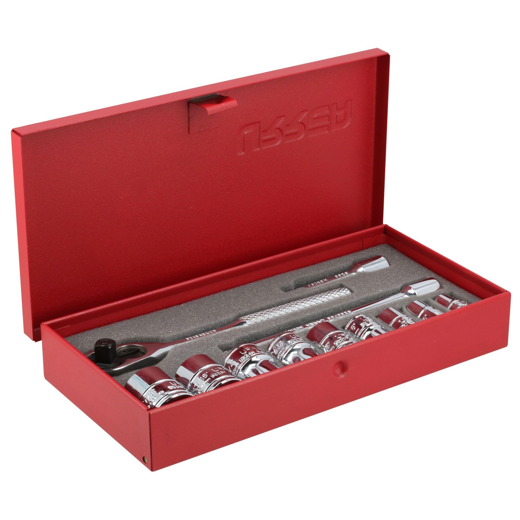 Urrea 52128 6 Point 3/8-Inch Drive Chrome Socket Set, 12-Piece