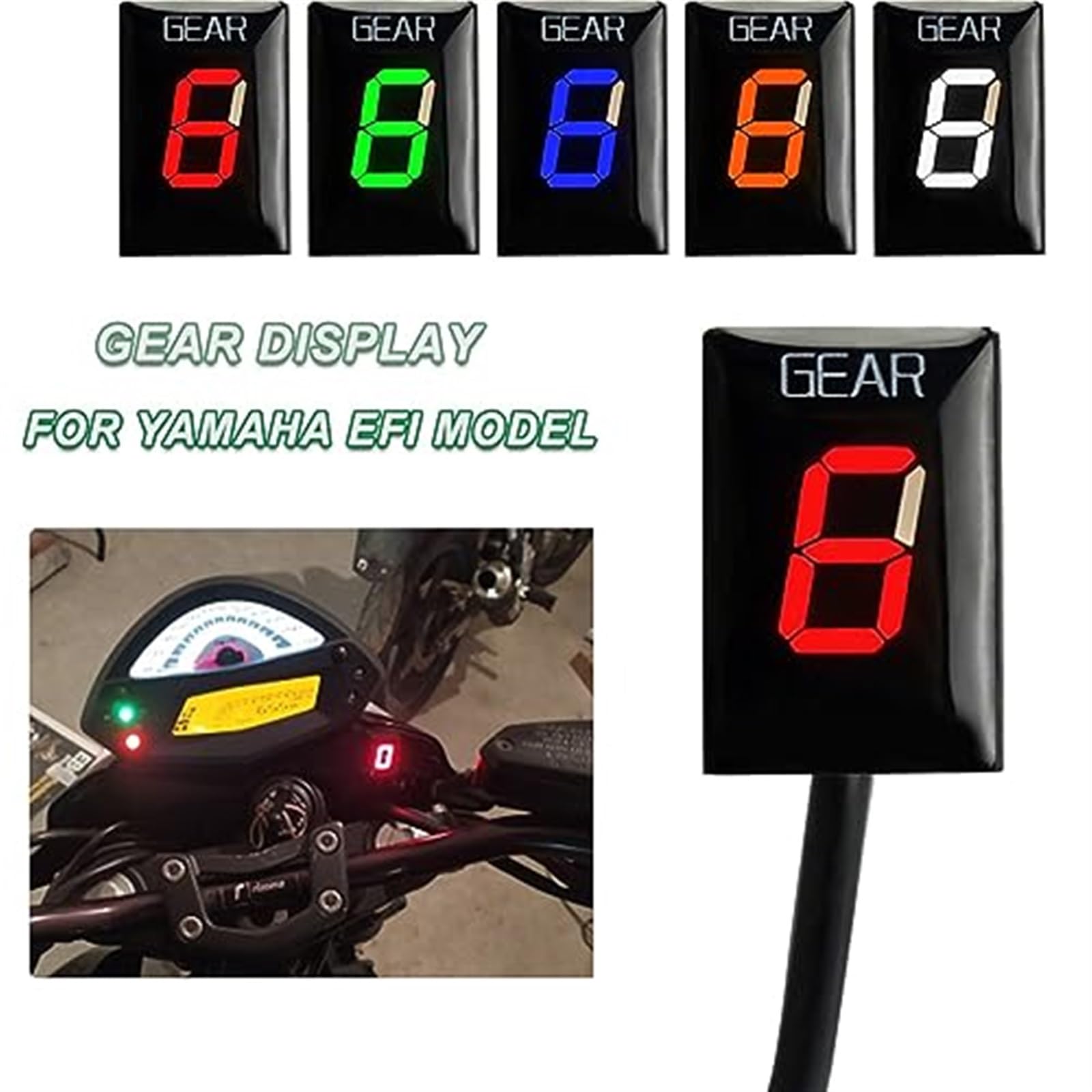 Moto 1-6 Velocità Indicatore di Marcia Meter Accessori Moto, for YZF-R1 YZF-R6 YZF-R6s YZF R1 R6 R6S YZFR1 YZFR6 Indicatore di marcia della moto(BLACK Red)