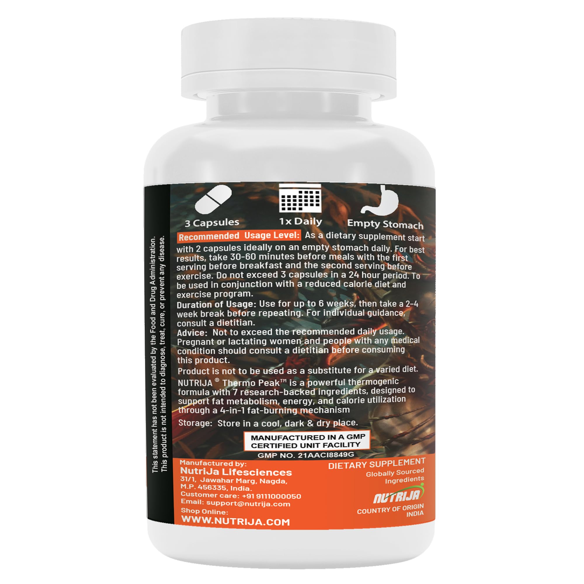 NutriJa Thermo Peak 90 Capsules | Thermogenic Herbal Blend with Caffeine, Green Tea Extract, Green Coffee Bean & Acetyl L-Carnitine | 30 Servings — Amazon image 3
