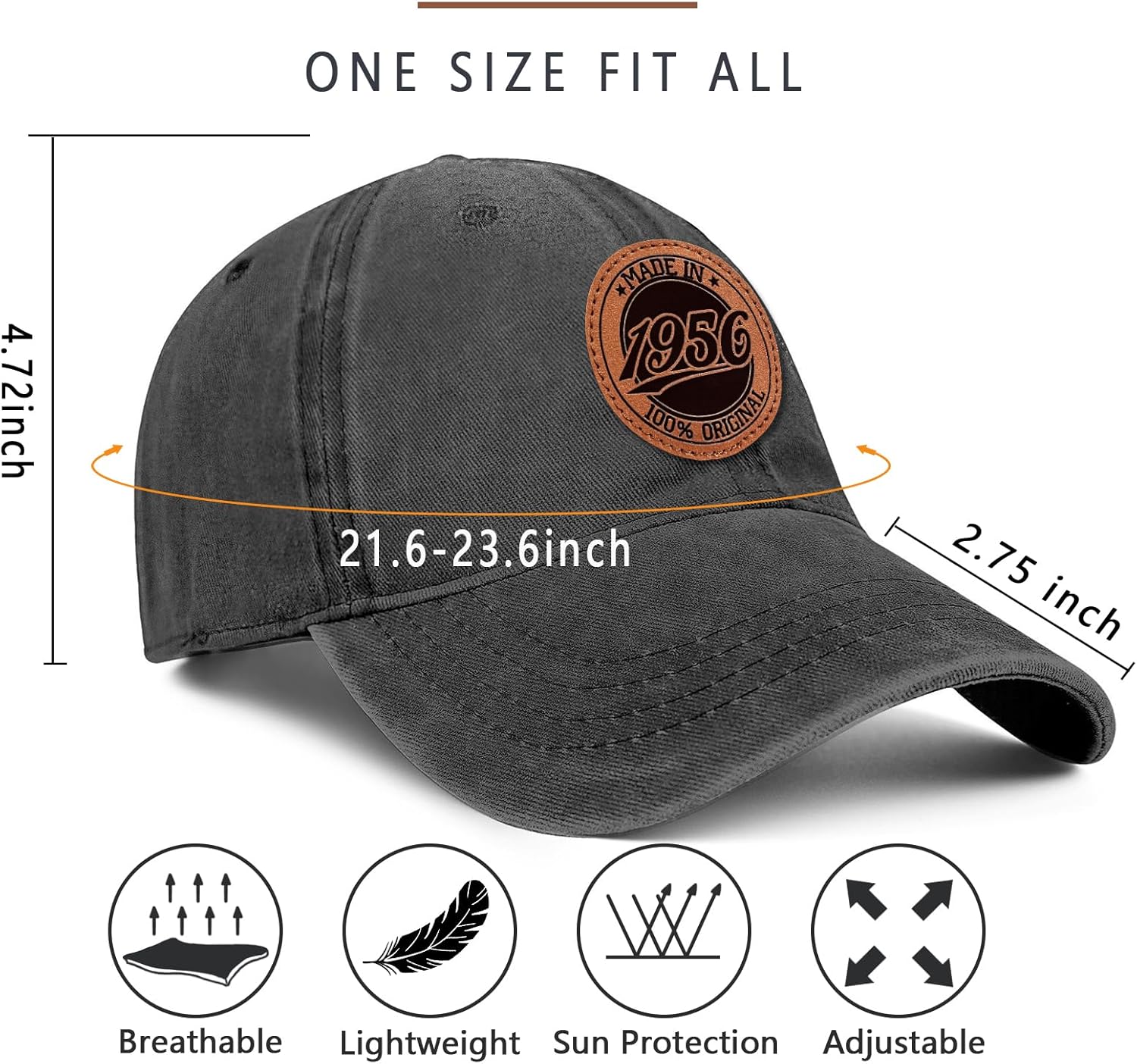 70th Birthday Gifts for Men 70th Birthday Decorations Men 70 Year Old Gifts Ideas Man 100% Cotton 1956 Hat - Image 6