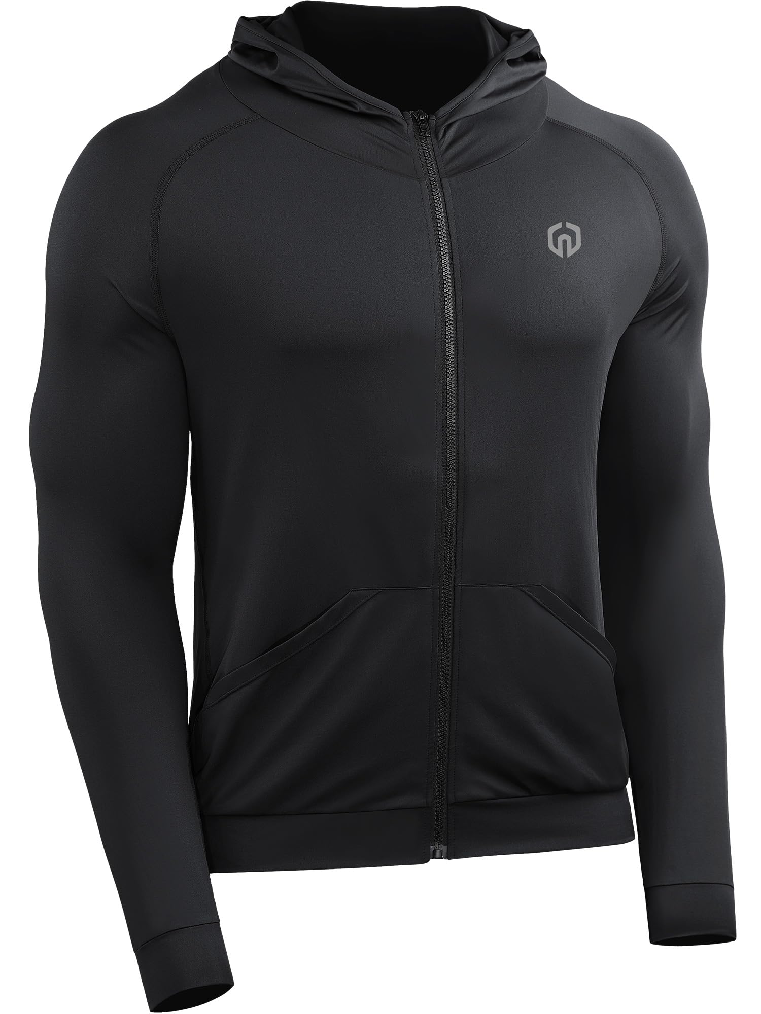 NELEUS Mens Full-Zip Athletic Jacket with Hoodies Workout Long Sleeve Fishing Hiking Performance Shirt