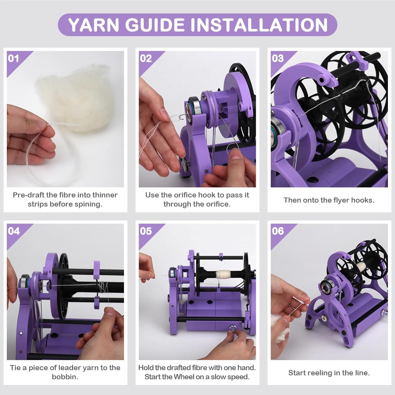 Electric Spinning Wheel, 12V Yarn Wrapping Machine with Speed Control and Forward/Reverse for Yarn Weaving and Mixed Roving Process