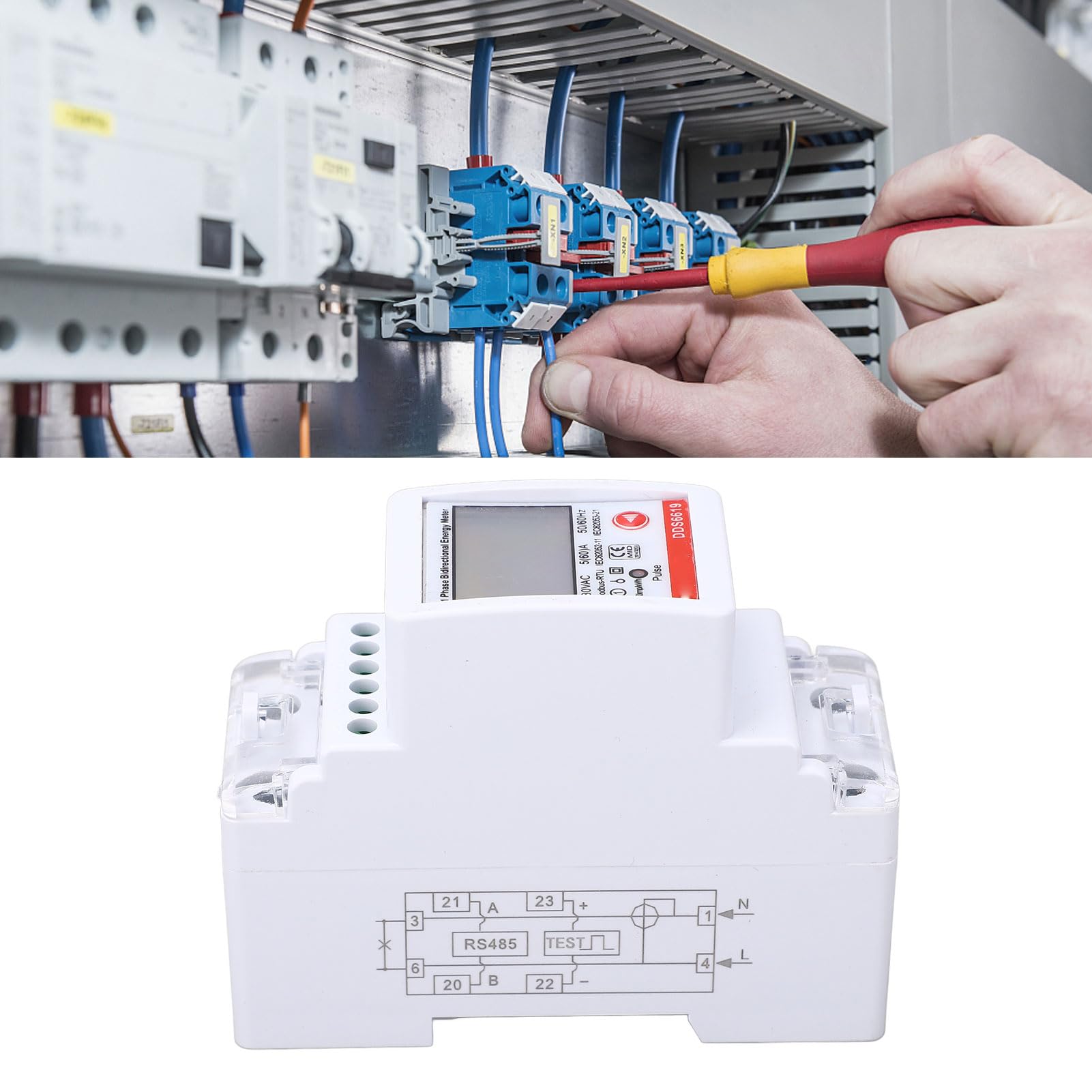 Fafeicy Contatore Fotovoltaico Bidirezionale, 230V 5A