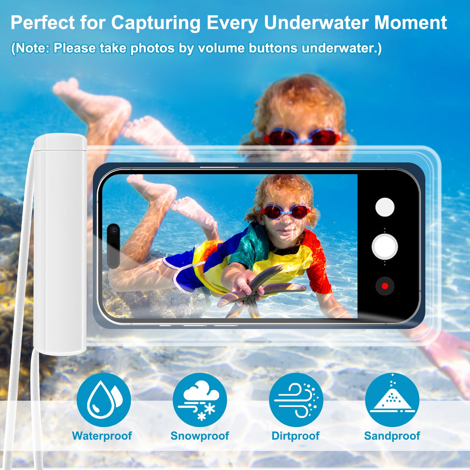 2-Pack Waterproof Phone Pouch (Black & Blue) - IPX8 Dry Bag For Swimming, Beach, Up To 8.3" Phones