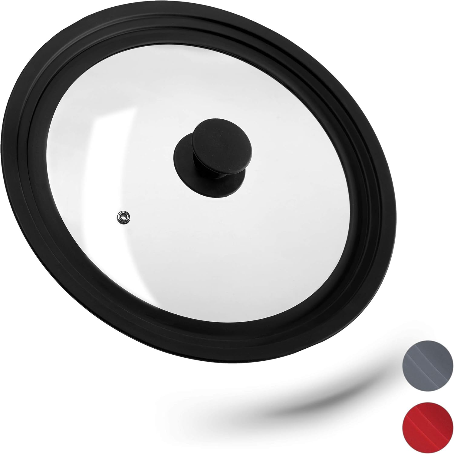 Relaxdays Saucepan Lid Universal, Glass Cover, Stepped Silicone Rim, Pots & Pans 2630 cm, 5 x