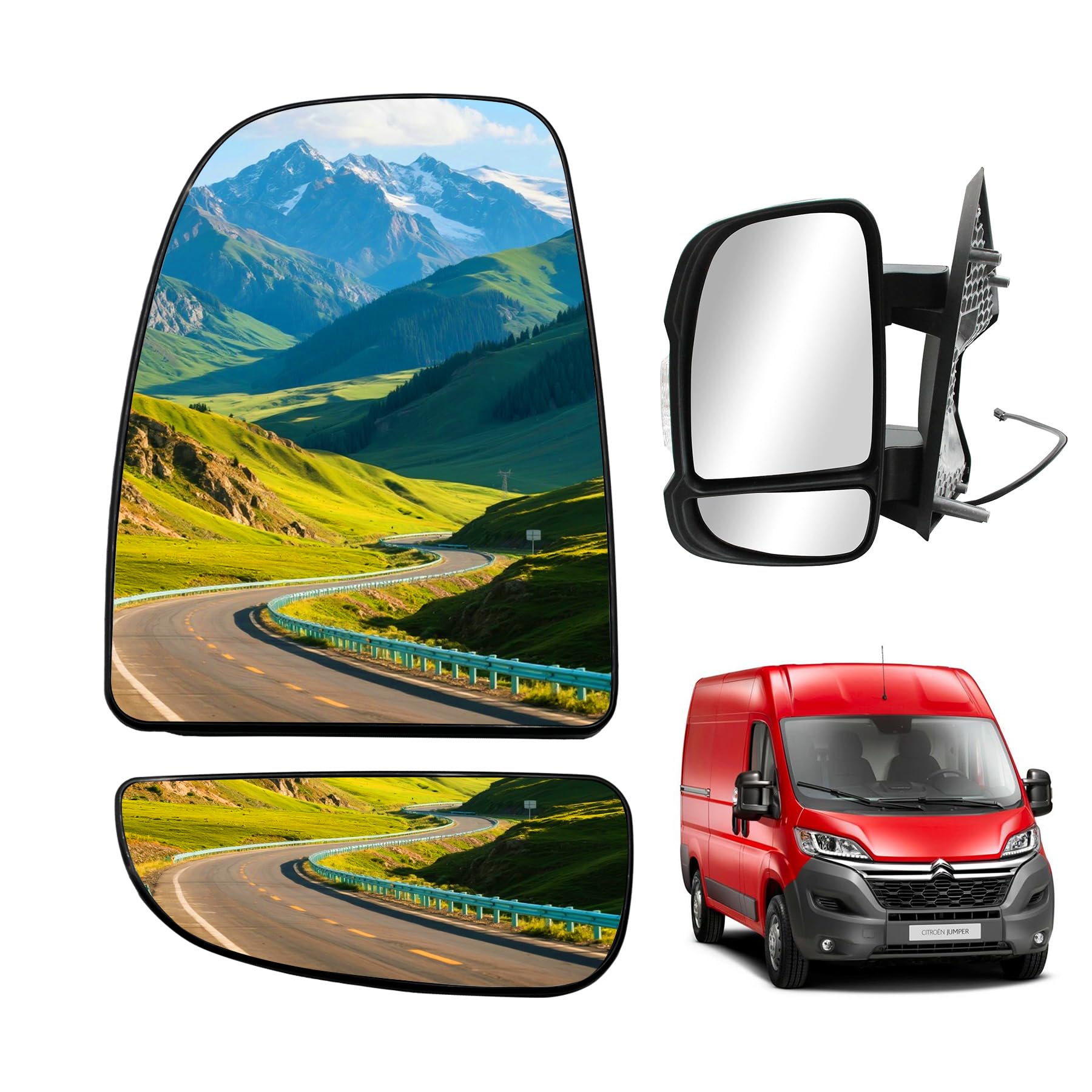 Glace Retroviseur Exterieur Gauche pour Ducato Boxer Jumper 2006- Chauffant