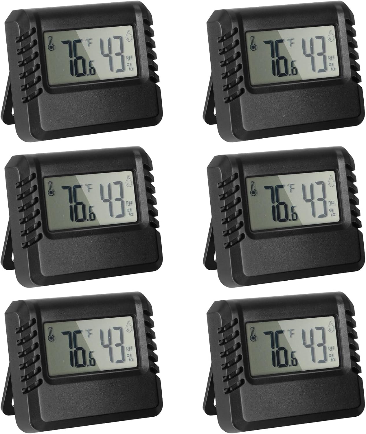 Copkim 6 Pcs Digital Temperature and Humidity Monitor Meter Room Gauge Mini Hygrometer Thermometer with Accurate Temperature Humidity Sensor for Greenhouse