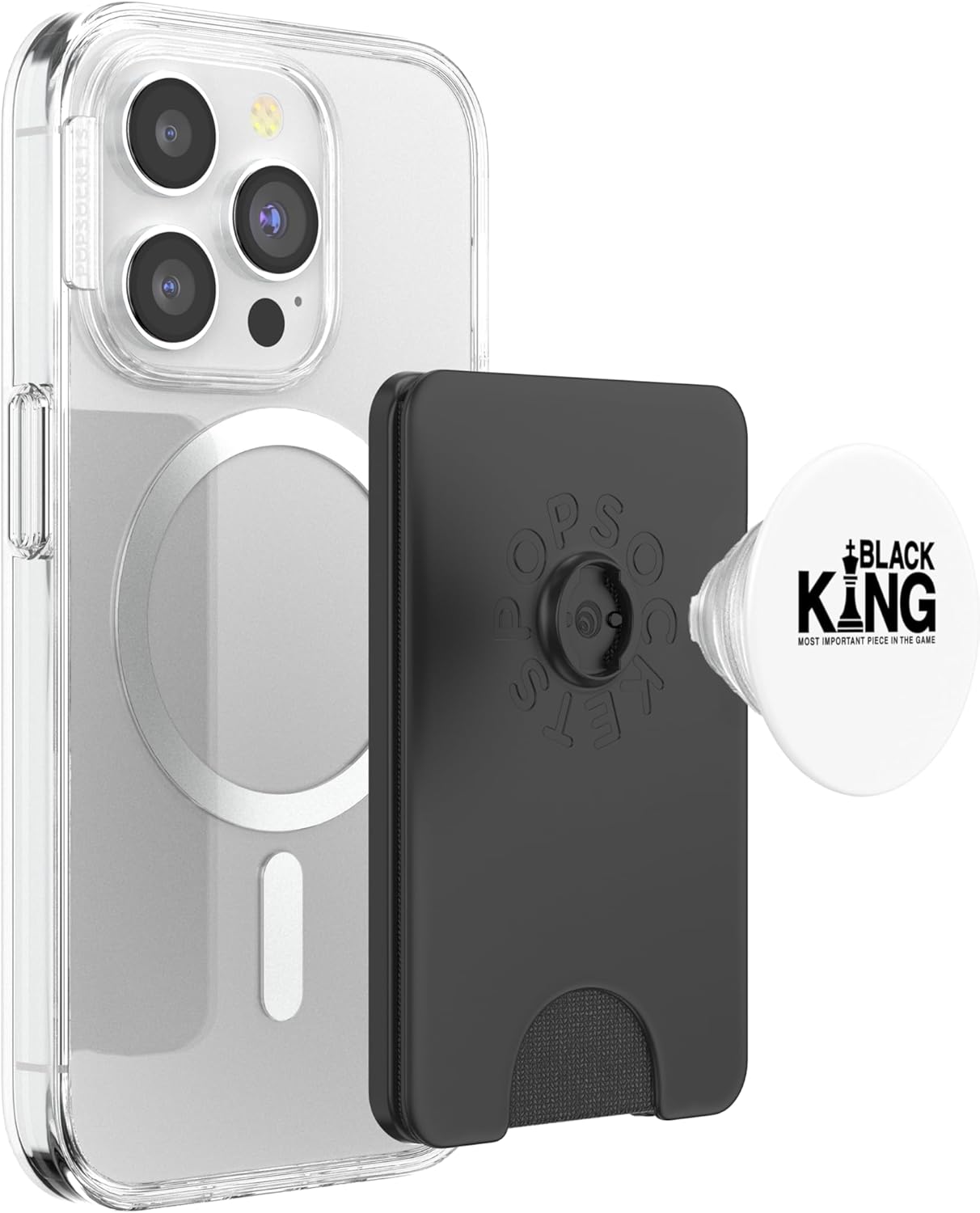 Black King Most Important Piece Chess PopSockets PopWallet for MagSafe