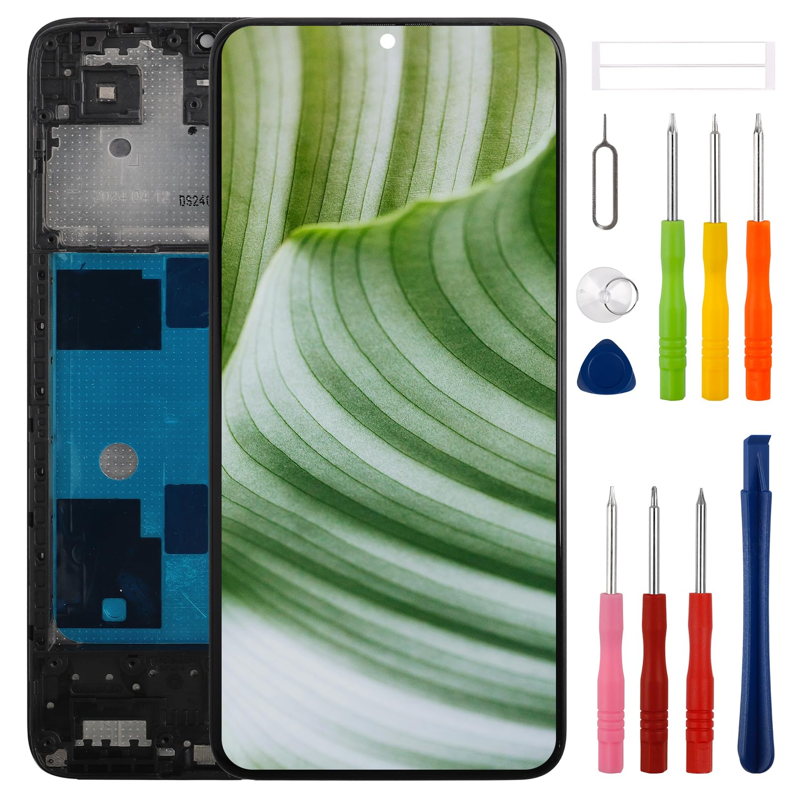 [with Frame] SWARK New LCD Display for TCL K24 K23 T434D T434W Touch Screen Digitizer Assembly Replacement with Upgraded Repair Tools Kit-Black