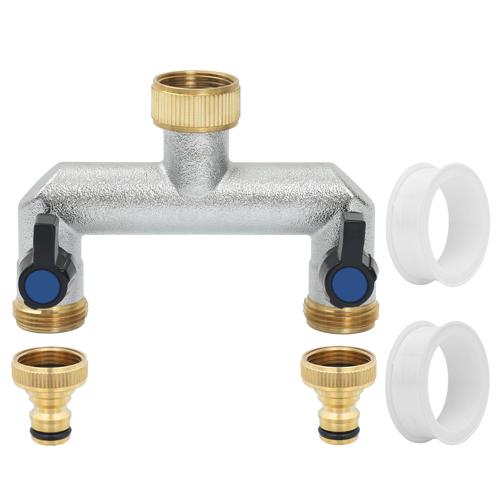 Robinet Distributeur 2 Voies, Adaptateur de Tuyau D'arrosage 3/4, Distributeur D'eau à 2 Voies de avec à Boisseau Sphérique, Vanne 2 Voies Distributeu D'eau Les systèmes d'irrigation