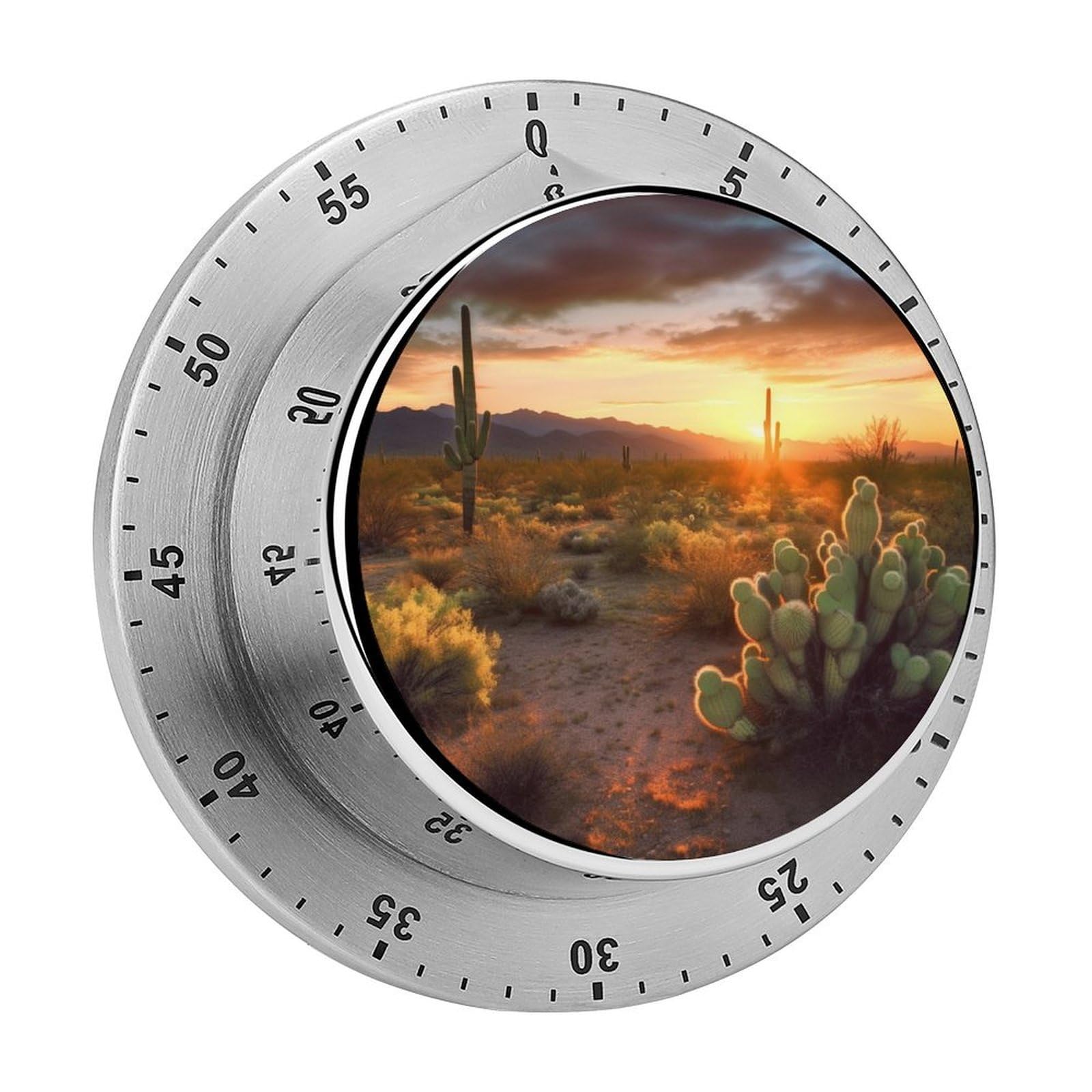 Cactus Desert Sunset Kitchen Timer for Cooking,Chef Cooking Timer Clock with Loud Alarm Stainless Steel Countdown Timer No Batteries for Home Baking Cooking