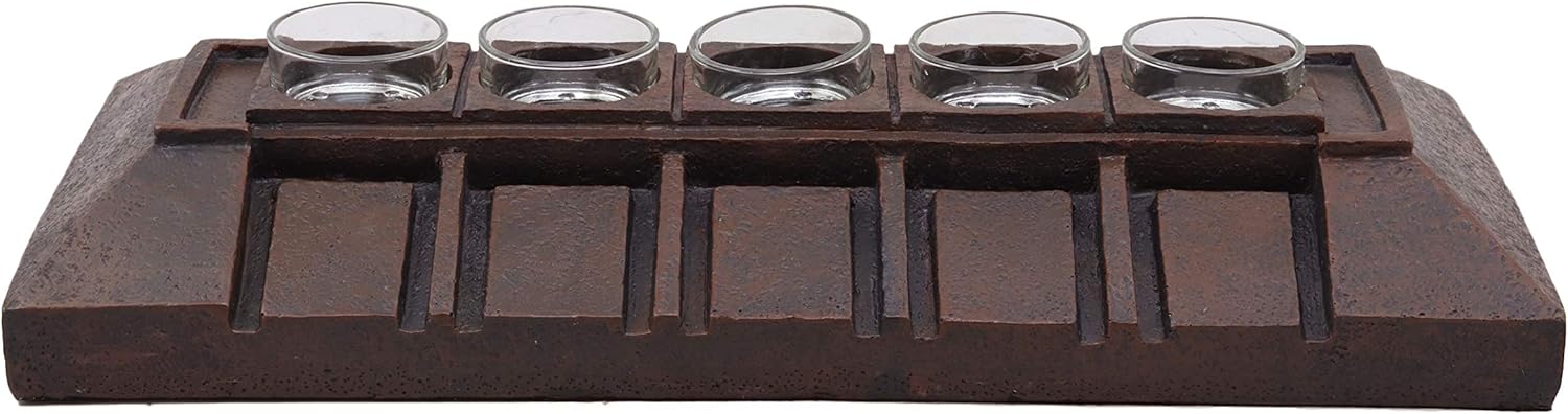 Ebros Gift Frank Lloyd Wright FLW Architecture Reproduction 5 Slots Votive Tea Light Candle Holder Figurine Of Francis Little House Interior Ceiling Plan 14.75"L Contemporary Modern Decor By The Woods