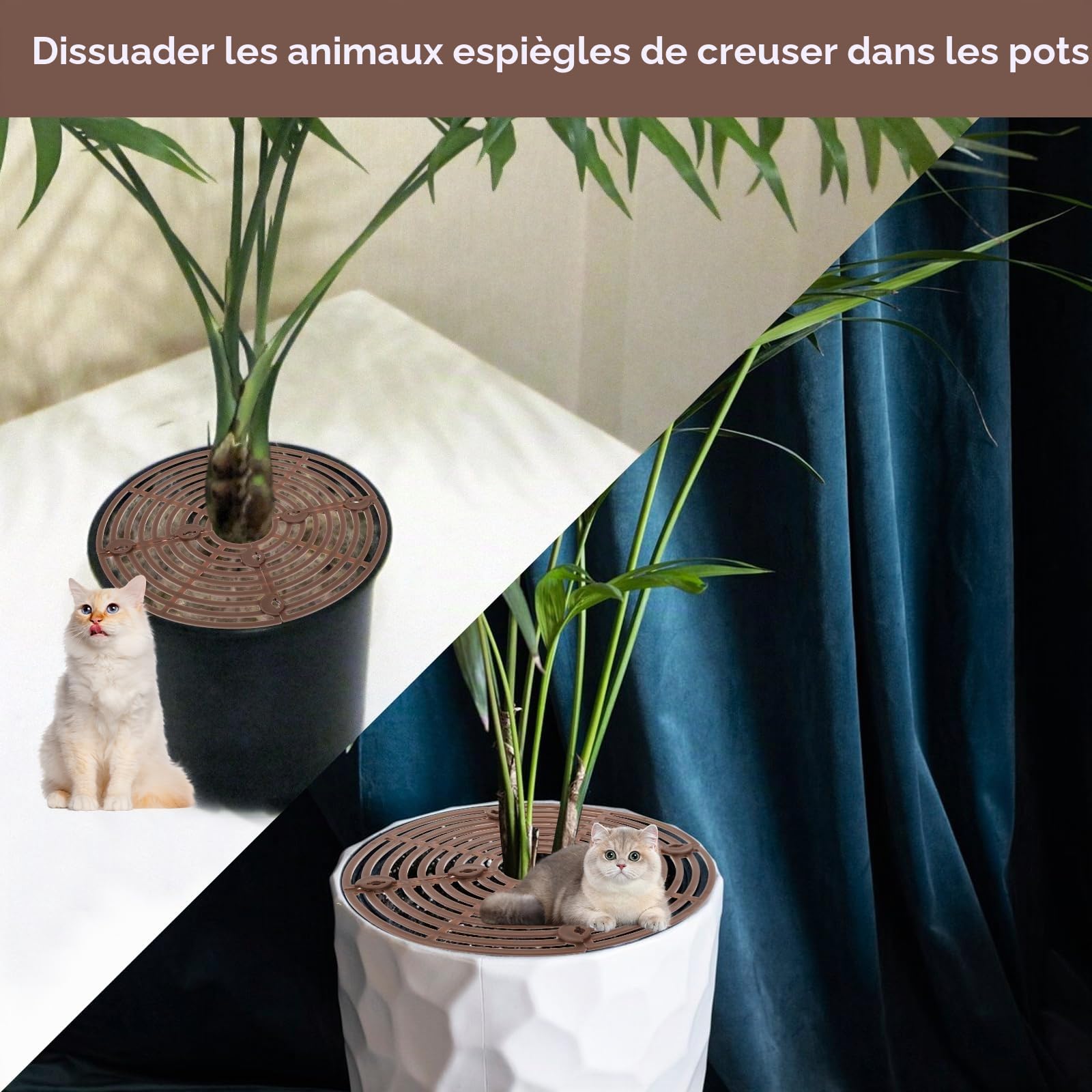 Nogeqi Lot de 2 grilles de protection pour pot de fleurs, protection des plantes, grille ronde pour plantes, enfants, animaux domestiques