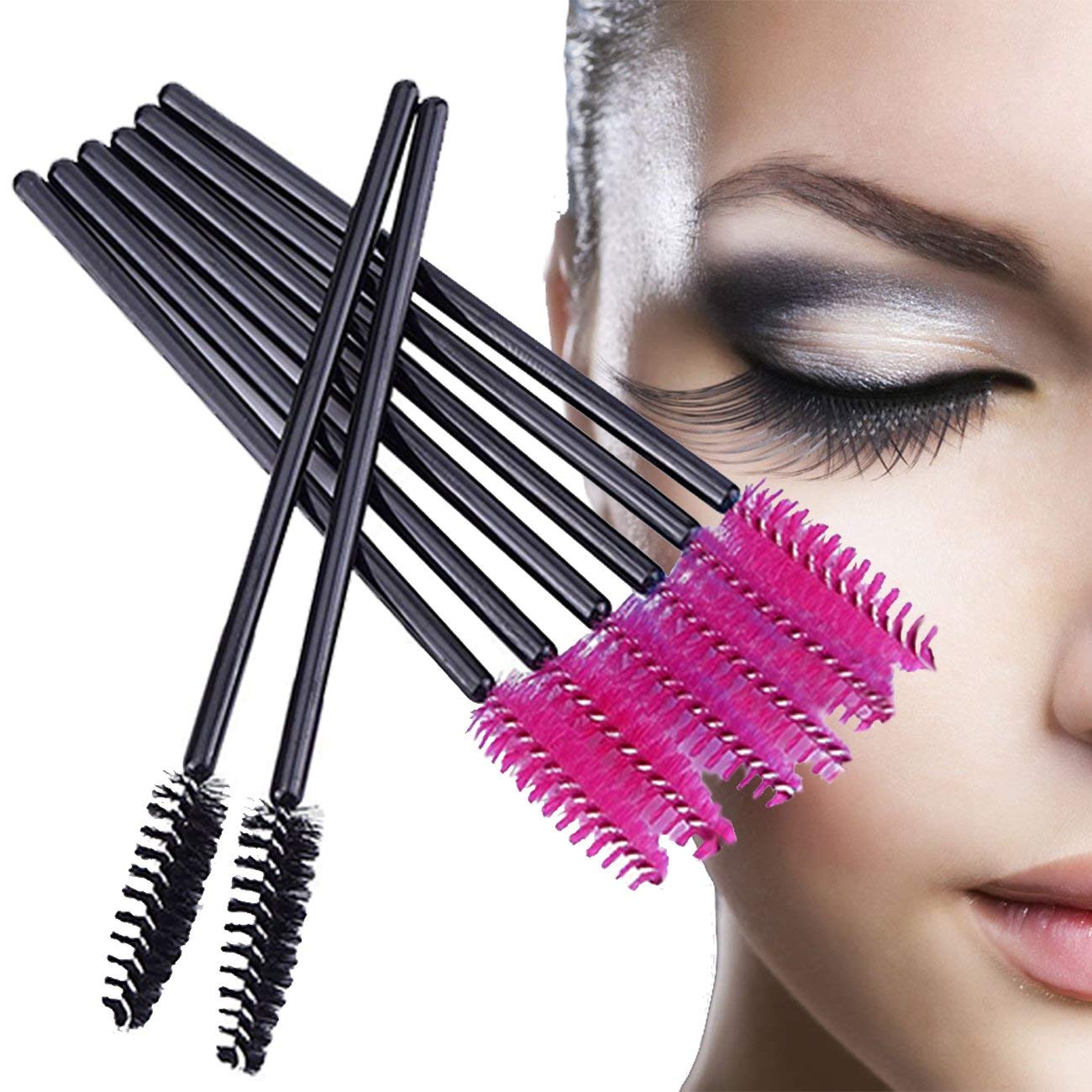 GoWorth 400 PCS Disposable Eyelash Mascara Brushes Makeup Brush Wands Applicator Makeup Kits (Rose Red & Black)… : Beauty & Personal Care