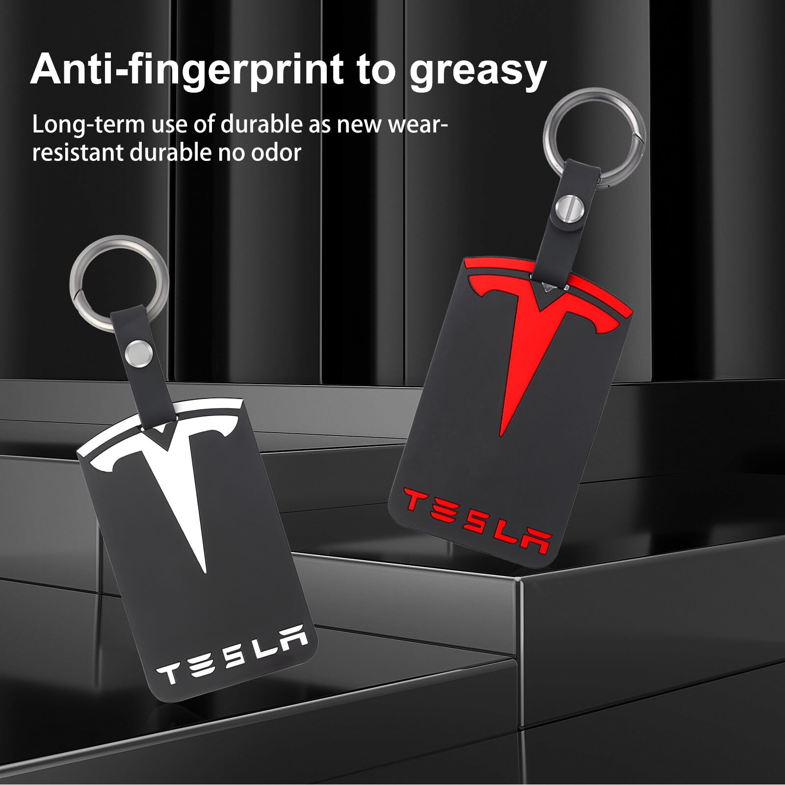 Aicharynic 2 sztuki uchwytów na karty do Tesla Model 3, model Y, silikonowy breloczek do kluczy, uchwyt na karty, akcesoria Tesla, kolor czarny, Tesla, uchwyt na karty, czarny, /