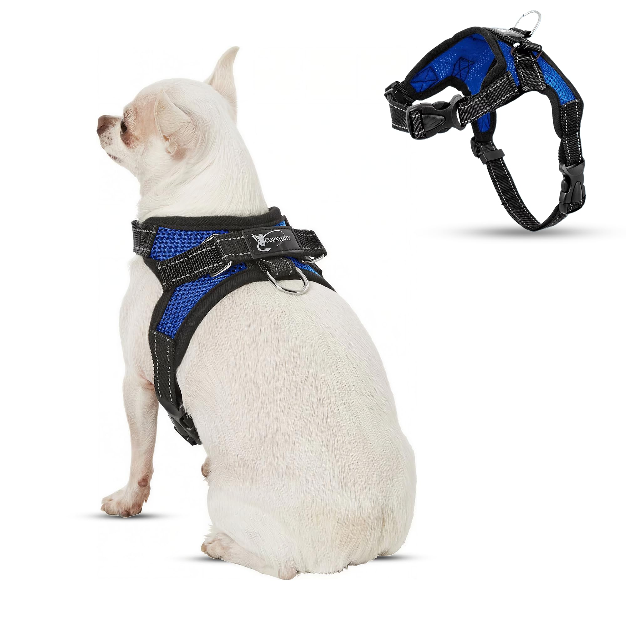 Copatchy No Pull Reflective Adjustable Dog Harness With Handle- Comfortable Soft All Weather Mesh, Easy On Puppy Harness For Small Medium and Large Dogs (Blue) X-Small — image 1