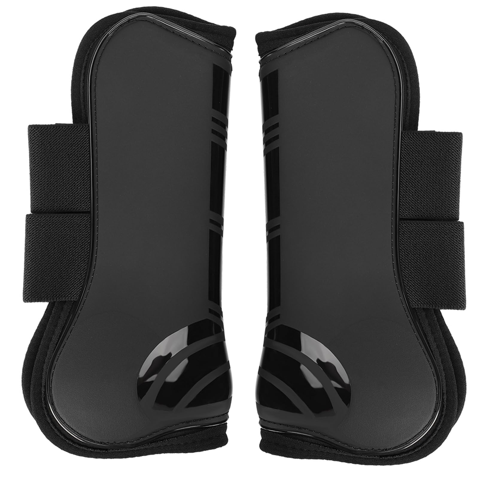Buty dla koni Elastyczne, pogrubione ochraniacze przednich tylnych nóg z PU do skoków treningowych, czarne, rozmiar M L, 2 pary