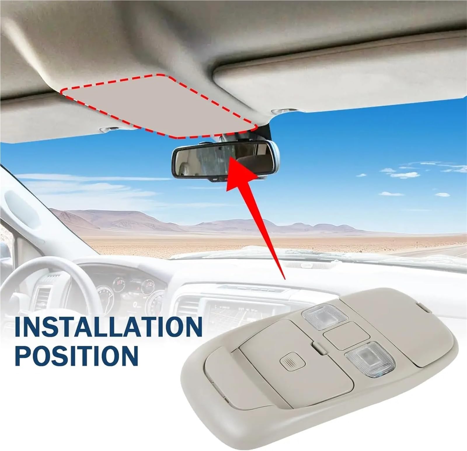 Per Dodge Per Ram 1998-2001 2500 3500 2002 Console Sopraelevata Con Luci A Cupola E Portaoggetti Occhiali Da Sole SN96TL2AA Plafoniera Interni Auto