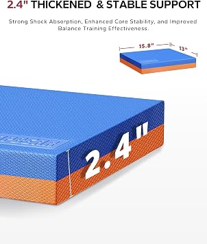 HAPBEAR Exercise Balance Pad - 15x12 Non-Slip Textured Bottom Stability Training Mat - 2.25 Thick Soft Cushioned Foam for Physical Therapy, Core Training & Home Workouts