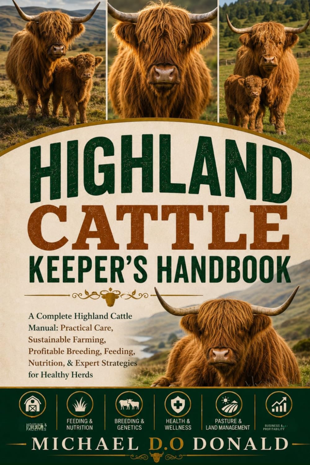 HIGHLAND CATTLE KEEPER'S HANDBOOK: A Complete Highland Cattle Manual: Practical Care, Sustainable Farming, Profitable Breeding, Feeding, Nutrition, & Expert Strategies for Healthy Herds
