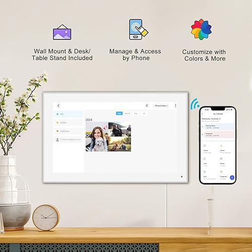 Miniatura 6 de FRAMEO Marco de fotos digital, marco de fotos digital WiFi de 10.1 pulgadas con pantalla táctil IPS HD de 1280 x 800, almacenamiento de 32 GB de