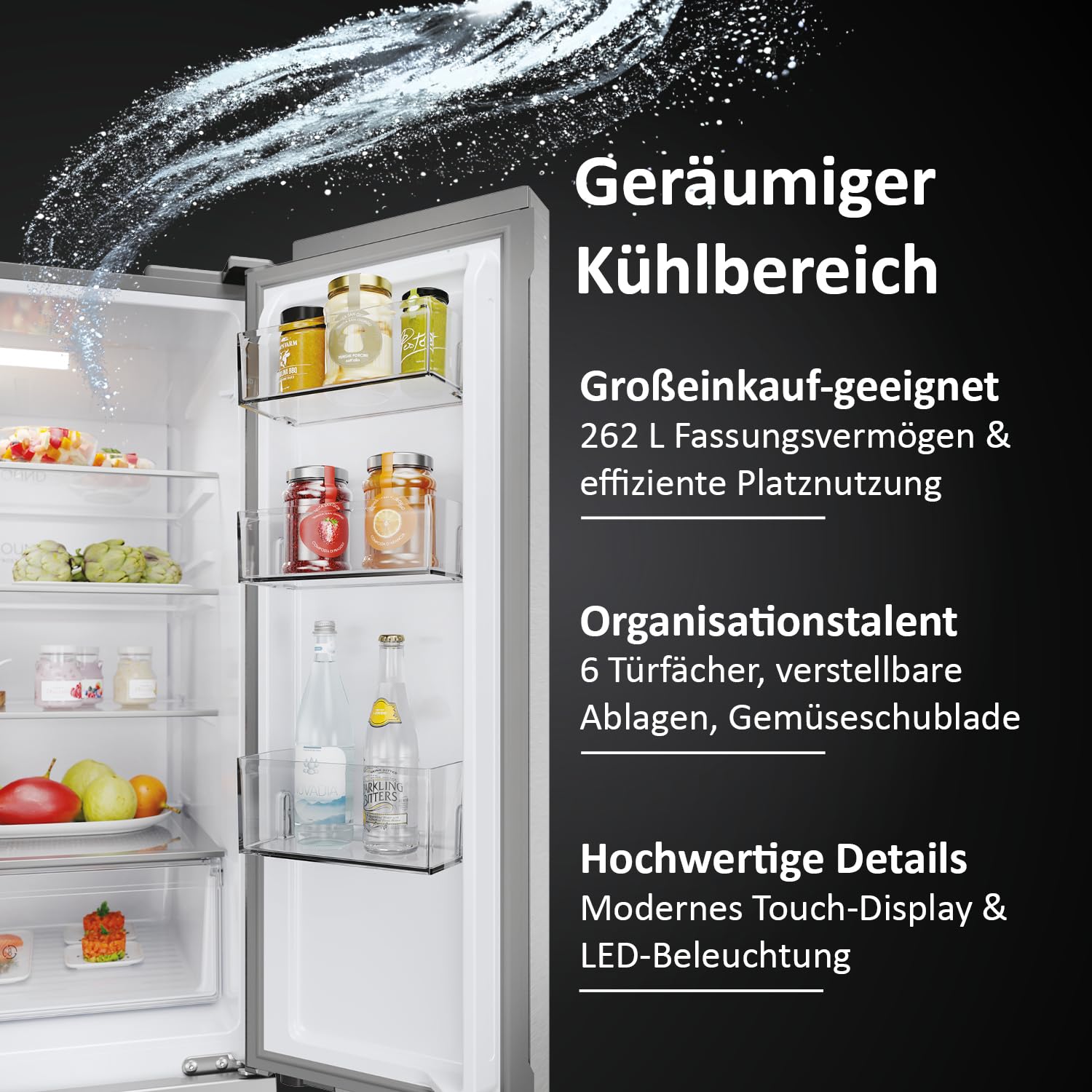 Haier French Door Kühl-Gefrierkombination 70 cm 402 L No Frost LED Touch-Display FD 70 SERIE 3 HFR3718ENMM
