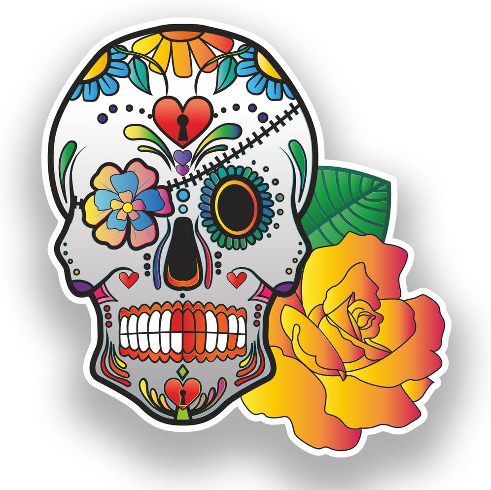2 x 25cm/250mm Sugar Skull Vinyl Stickers Mexico Festival Day of The Dead #7383